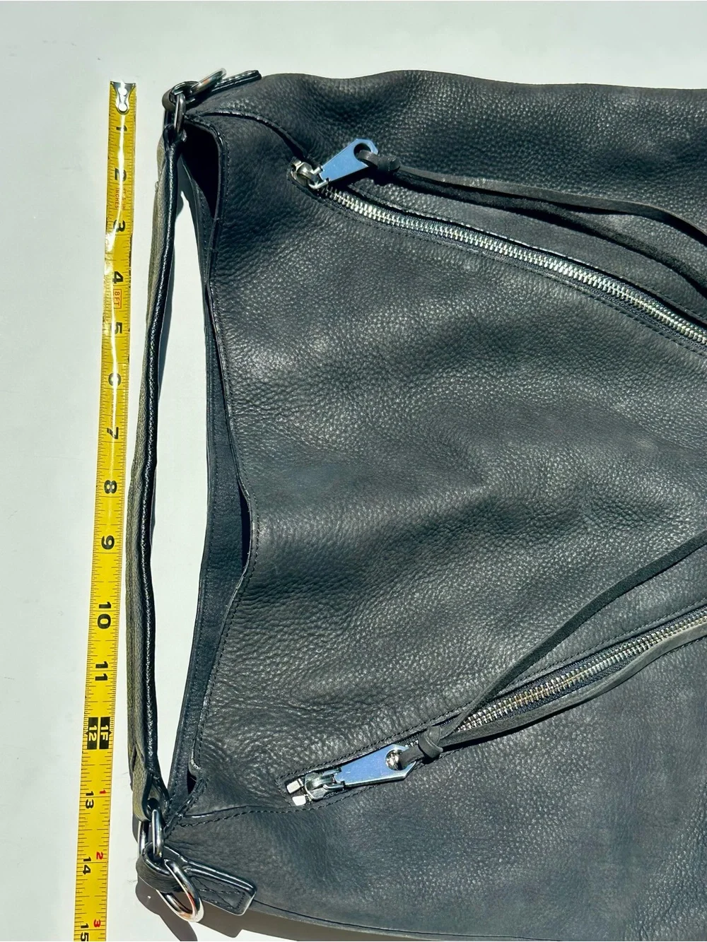 Rebecca Minkoff Moto Hobo Black Leather Bag with Zipper Accents